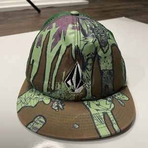 Rare Volcom JJ Heredia Cheese Hat Snapback Hat Cap Street Skate Trucker Genuine